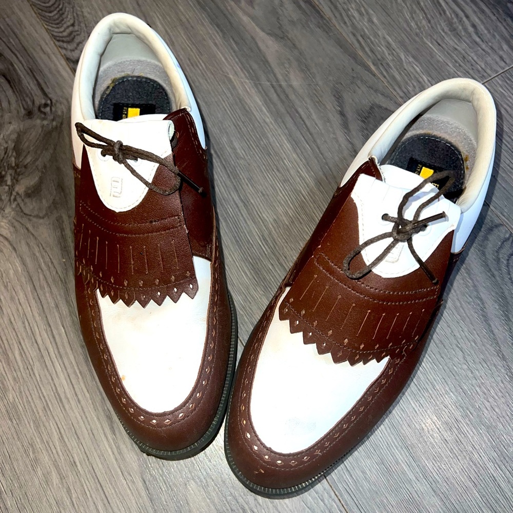 Footjoy Dryjoy White Brown Leather Golf Shoe 7.5 M